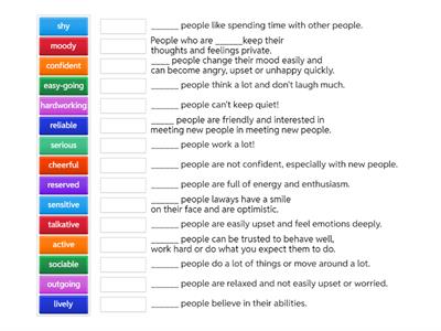 B21 4B - Character adjectives (match-up)