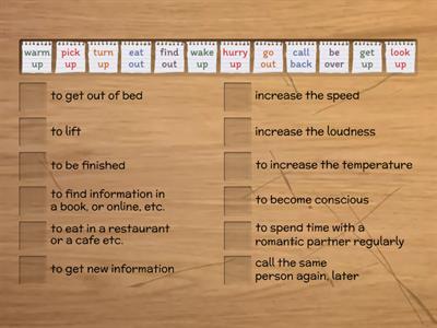 Phrasal verbs meanings NEF Int 7C