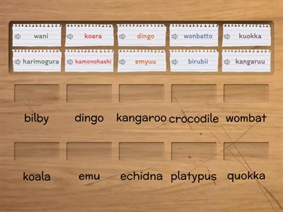 Australian Animals in Japanese