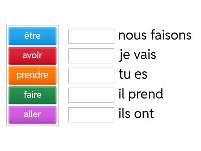 Associe le verbe avec sa conjugaison correcte