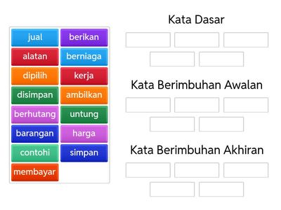 KATA DASAR, KATA BERIMBUHAN AWALAN, KATA BERIMBUHAN AKHIRAN