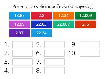 Uspoređivanje decimalnih brojeva