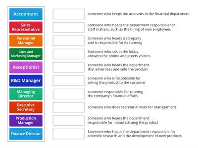 Positions within a company