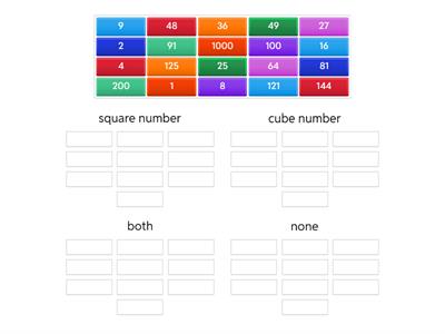 Sorting square & cube numbers