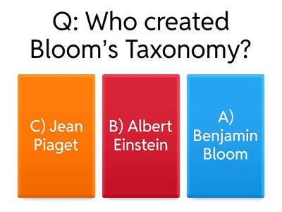 Bloom’s Taxonomy – Extra Multiple Choice Questions