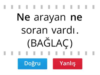 EDAT - BAĞLAÇ - ÜNLEM  (Doğru - Yanlış)