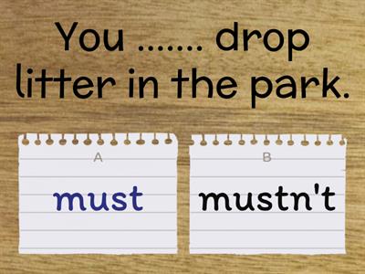 Must/mustn't (4th grade)