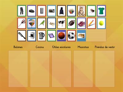 Categorización: Arrastra las imágenes a la categoría correspondiente