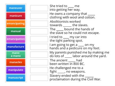 Latin root- Manus