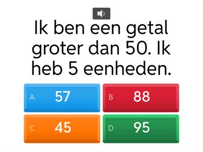 Rekenen tot 100: raad het getal - quiz