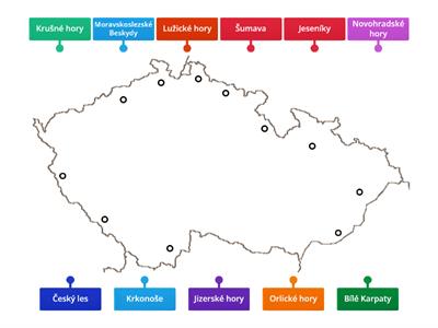 ČR  - hraniční hory, slepá mapa