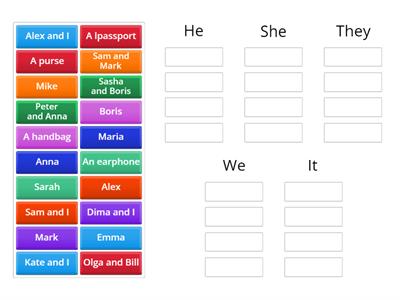 Personal pronouns vs names and objects