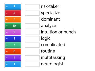 right / left brain - eli vocabulary