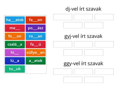 helyesírás gyakorlása/dj,gyj