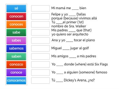 saber/conocer match up