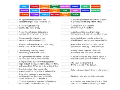 Unit 8 Algorithms - T4 Standard Algorithms - Match Up
