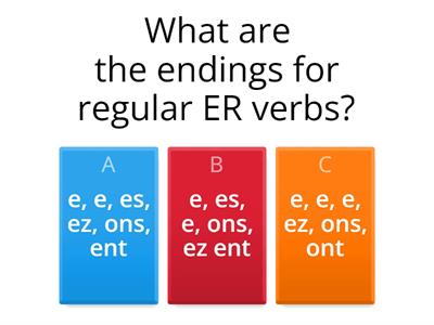Le présent (regular er/ir/re verbs)