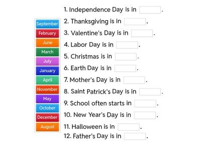 Page 74A Oral Practice and Fill in Correct Months