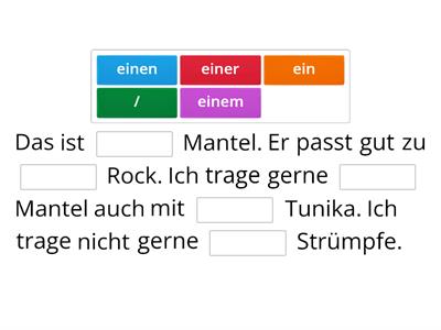 Kleidung - Nominativ-Dativ-Akkusativ