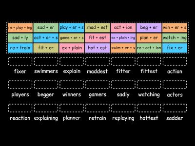 Match up - 2-3 syllable word sums 