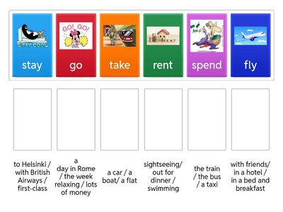 Match the verbs to the groups of words they go with. Outcomes Elementary (p.38)