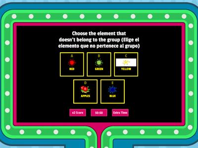 Choose the odd one out (Elige el elemento que NO corresponde al grupo) 