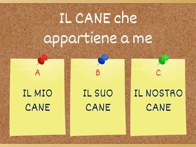 AGGETTIVI POSSESSIVI: con quale agg. possessivo puoi sostituire la parte scritta in piccolo?