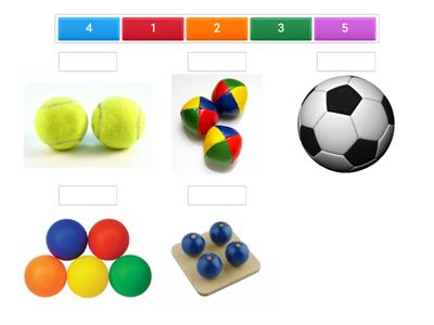 Matching number to quantity: balls (1-5)