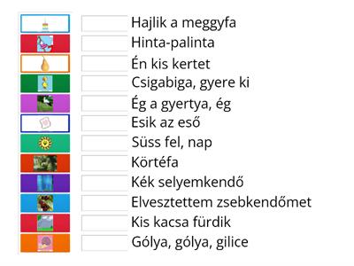 Párosítsd a tanult dalokhoz a képeket!