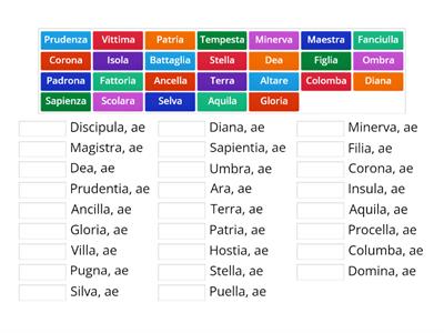 Prima Declinazione - Nomi femminili