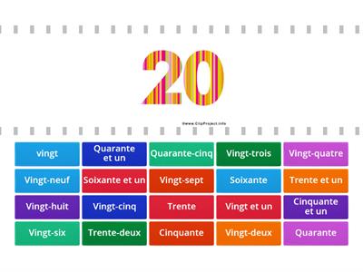 LES NOMBRES DE 20 à 60.