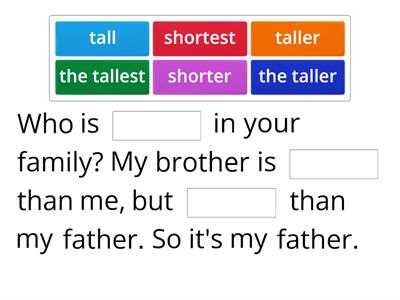 Comparatives and Superlatives: Gap Fill