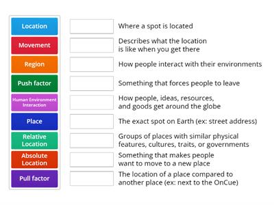 5 Themes of Geography Match Up