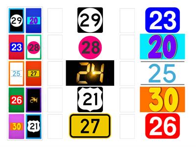 Numbers from 20 to 30