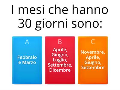 Quiz sui mesi dell`anno