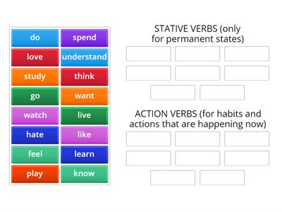 Stative and Action Verbs (Present tenses)