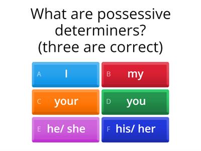 Possessive Determiners - my, your, his...