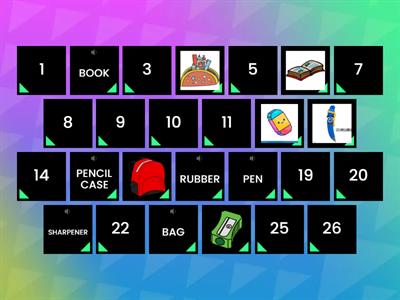 SCHOOL OBJECTS Memory Game