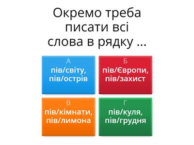 Написання пів-, напів-, полу-.
