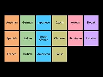 Countries and nationalities.