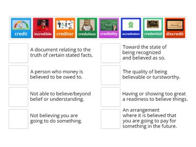 match it up (cred root word)