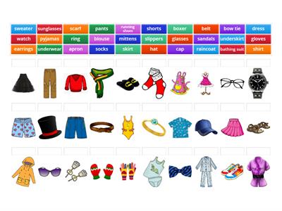 Grade 3/4 Clothes Match up