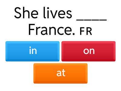 Prepositions of place: In, on and at.