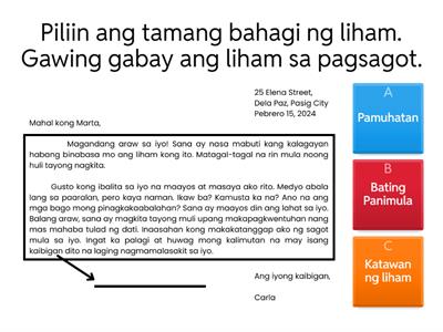Bahagi ng Liham Pangkaibigan