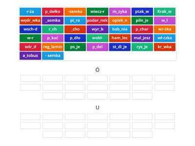Posegregój wyrazy z Ó i U