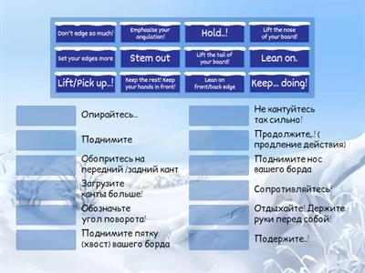 Snowboarding training vocabulary 