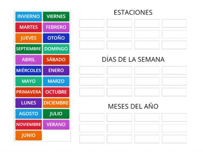 DÍAS DE LA SEMANA, ESTACIONES Y LOS MESES DEL AÑO