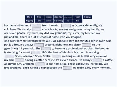 Read and complete: present simple and continuous