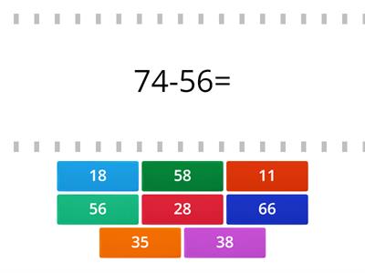 Subtraction with Regrouping-2 digit Match Up