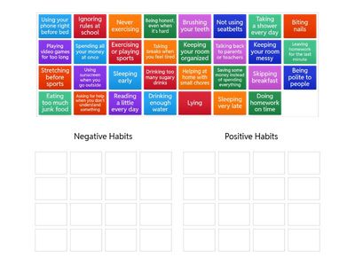 Habits - Positive X Negative Group Sort